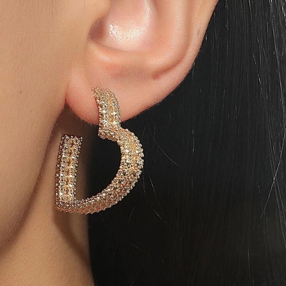 gold toned Heart Design Earrings